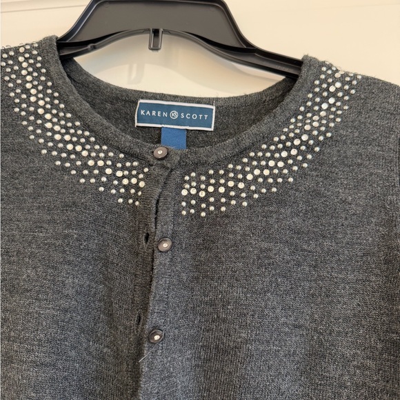 Karen Scott Sweaters - Sequin Button Down Cardigan